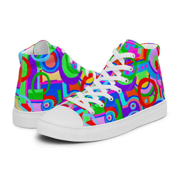 Color Rings Women's High Top Canvas Shoes