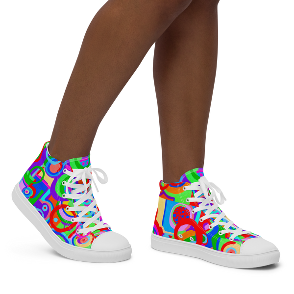 Color Rings Women's High Top Canvas Shoes